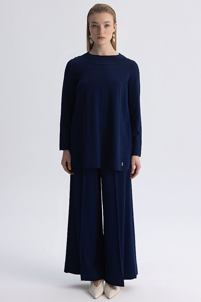 Miss Dalida Bol Paça Triko Pantolon Navy - 2
