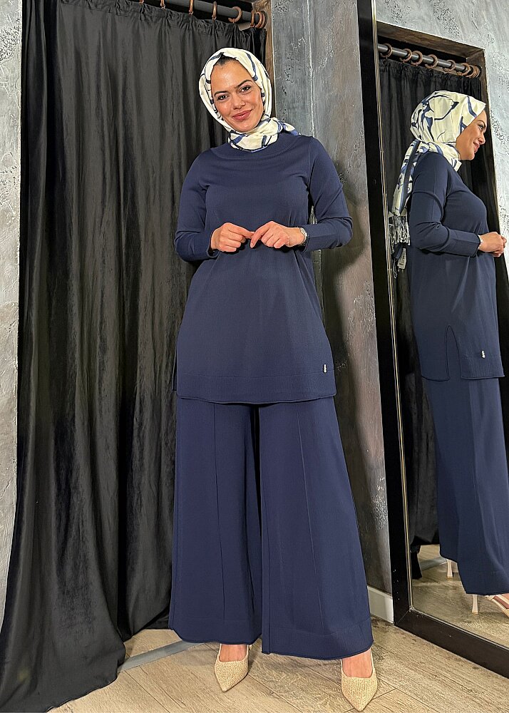 Miss Dalida Bol Paça Triko Pantolon Navy - 4