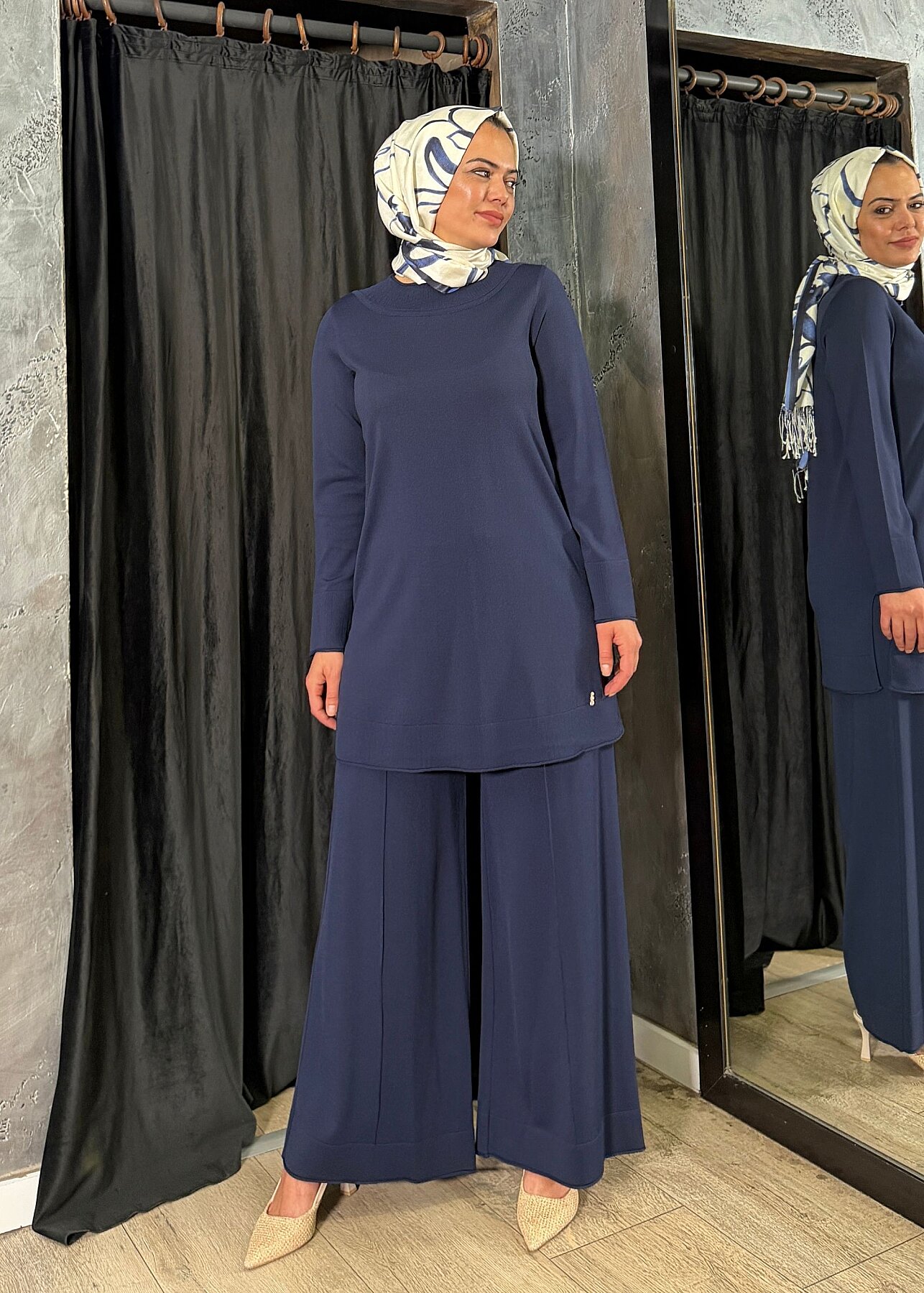 Miss Dalida Bol Paça Triko Pantolon Navy - 7