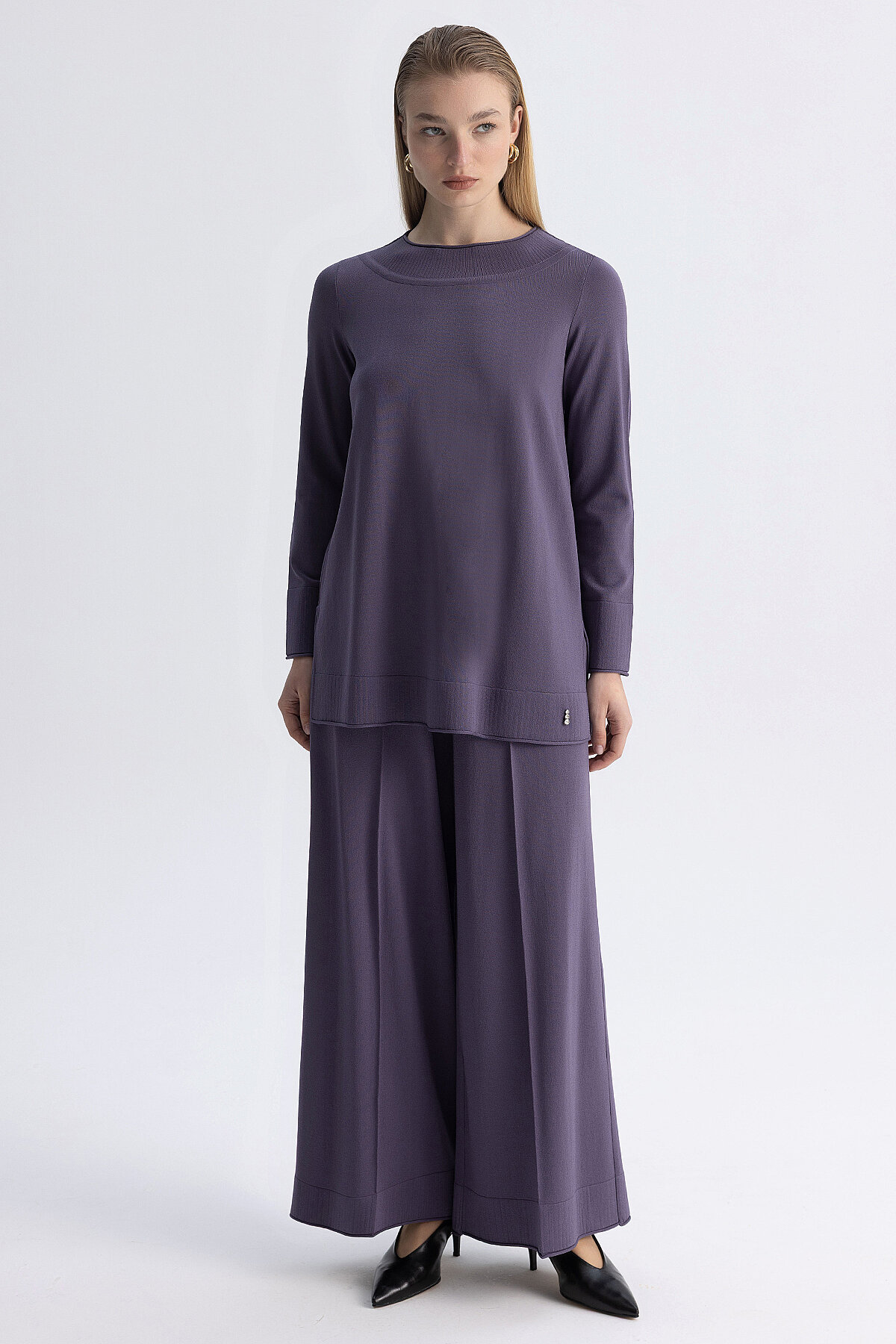 Miss Dalida Bol Paça Triko Pantolon Purple - 2