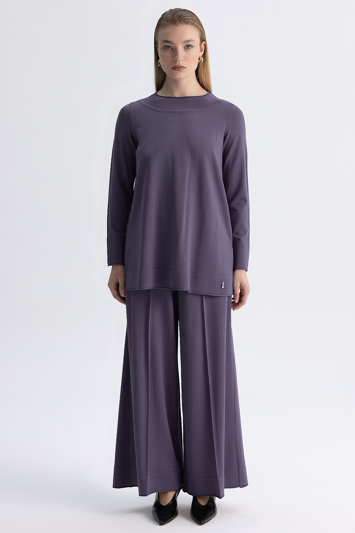 Miss Dalida Bol Paça Triko Pantolon Purple - 3