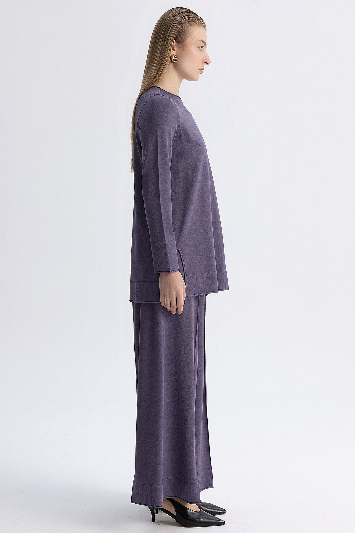 Miss Dalida Bol Paça Triko Pantolon Purple - 4
