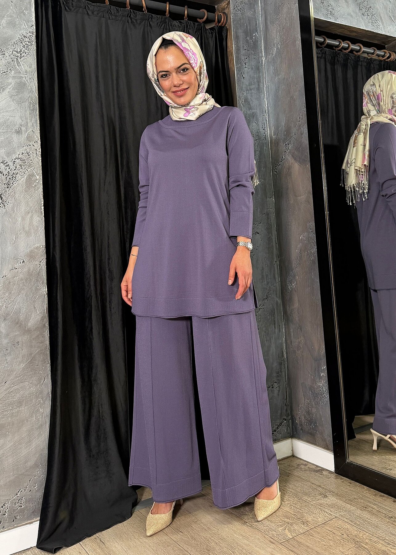 Miss Dalida Bol Paça Triko Pantolon Purple - 4