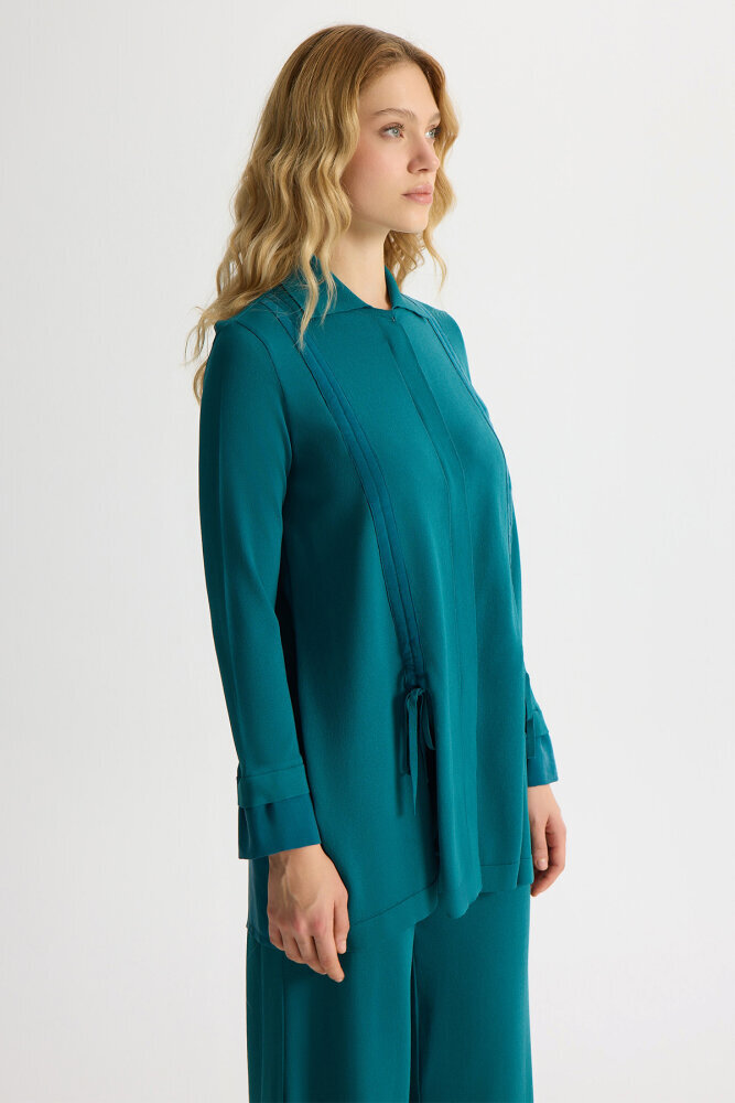 Miss Dalida Büzgü Detaylı Triko Gömlek North Sea - 2