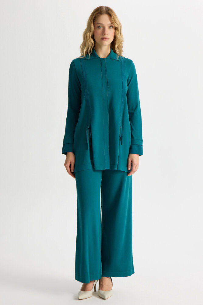 Miss Dalida Büzgü Detaylı Triko Gömlek North Sea - 4