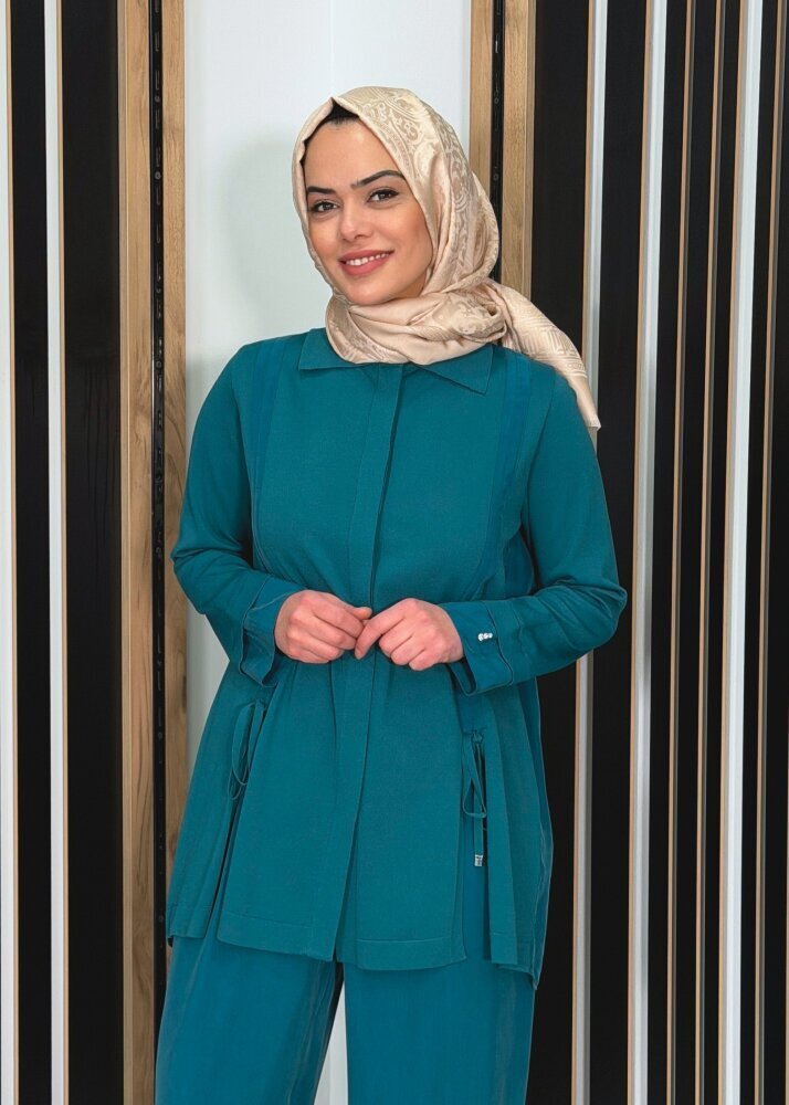 Miss Dalida Büzgü Detaylı Triko Gömlek North Sea - 3