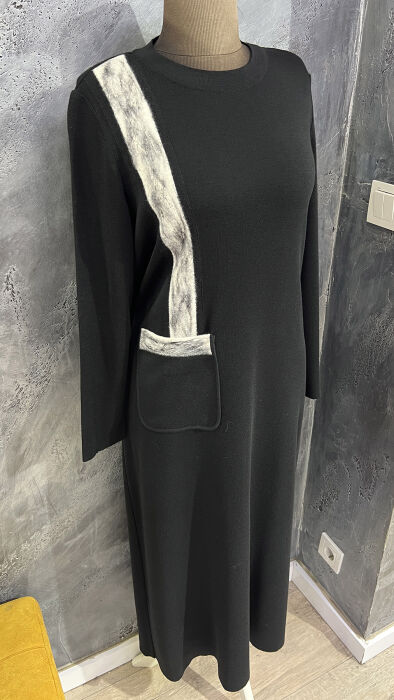 Miss Dalida Cebi Ve Önü Keçe Detaylı Elbise BLACK - 5