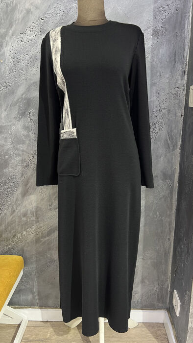 Miss Dalida Cebi Ve Önü Keçe Detaylı Elbise BLACK - 4