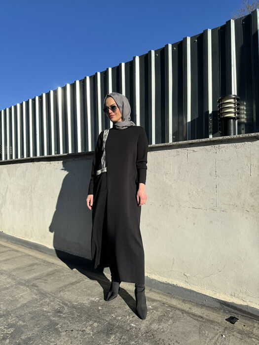 Miss Dalida Cebi Ve Önü Keçe Detaylı Elbise BLACK - 1