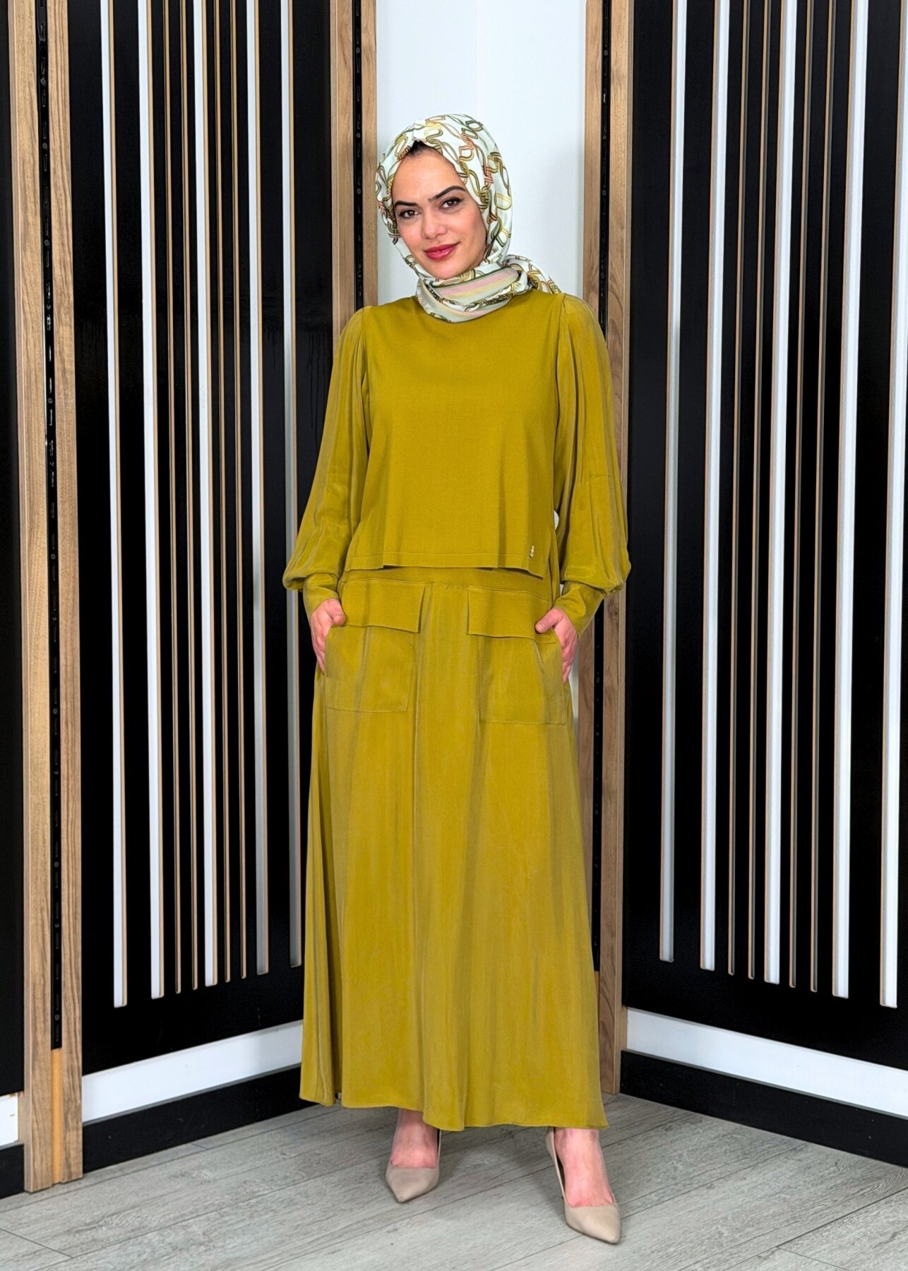 Miss Dalida Cep Detaylı Cupro Etek Amber - 1