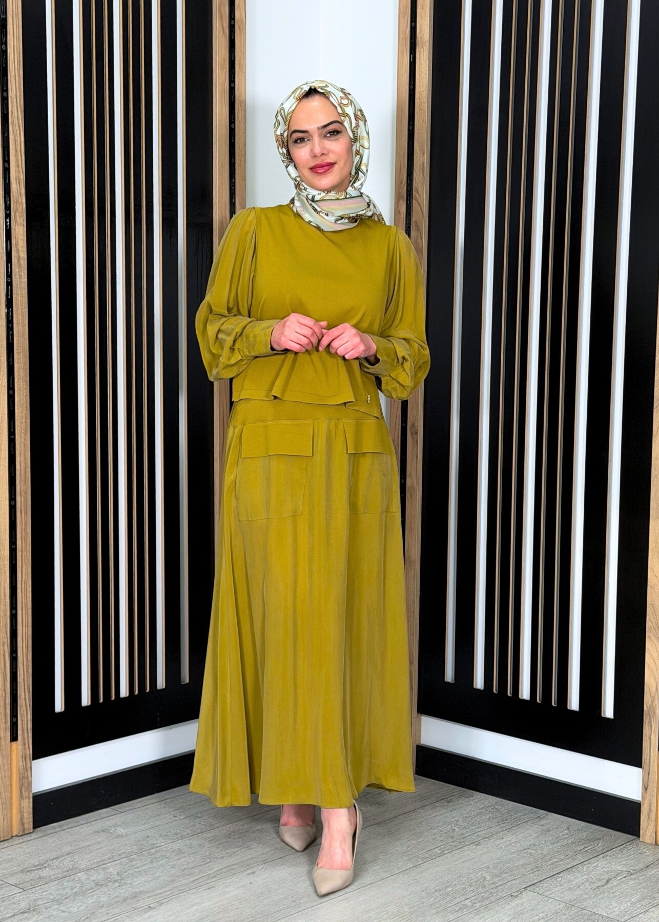 Miss Dalida Cep Detaylı Cupro Etek Amber - 2