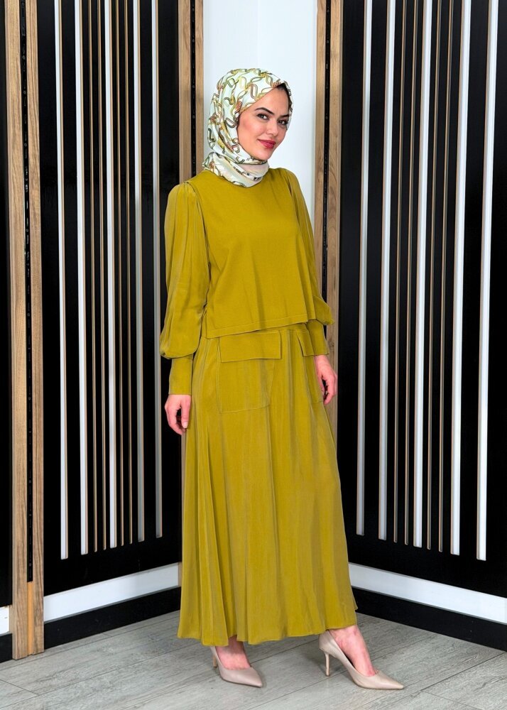 Miss Dalida Cep Detaylı Cupro Etek Amber - 3