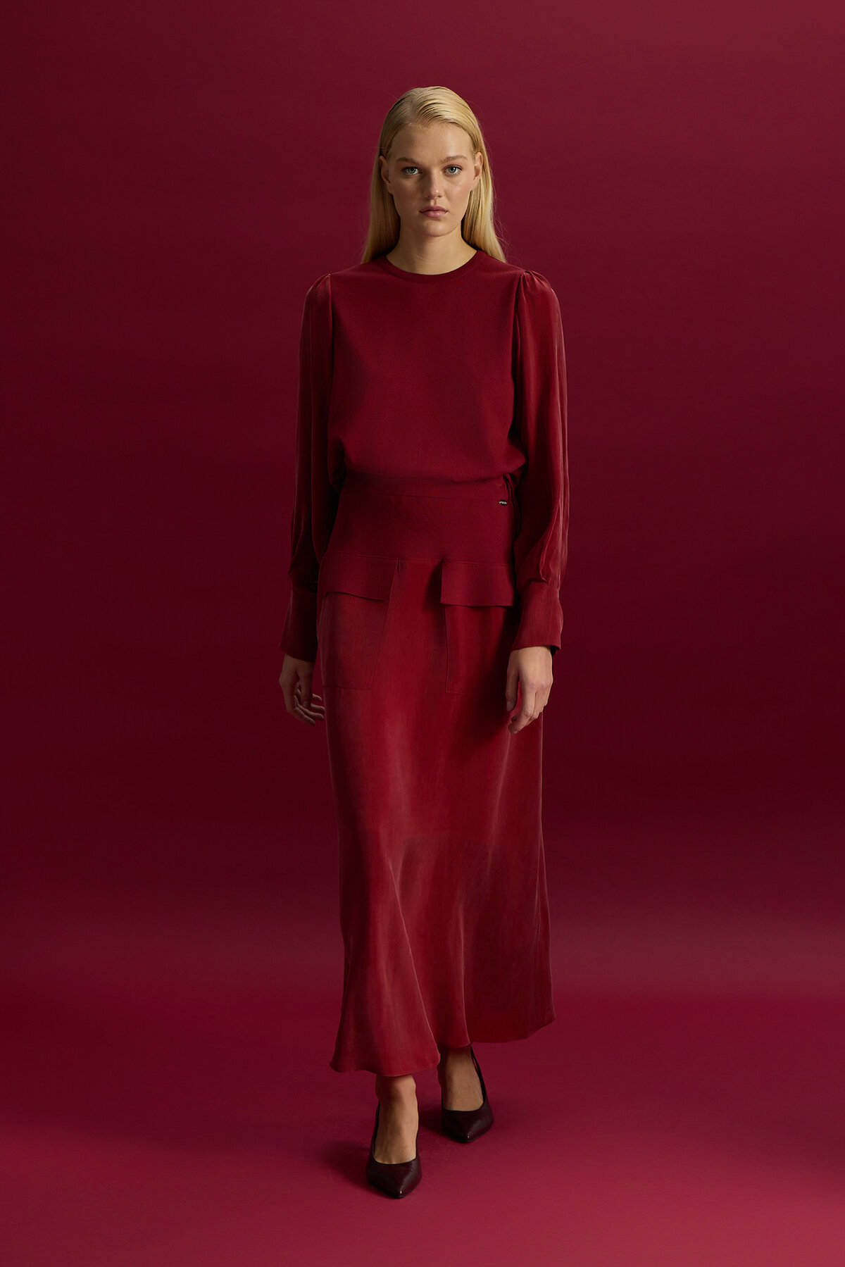 Miss Dalida Cep Detaylı Cupro Etek Cherry - 1