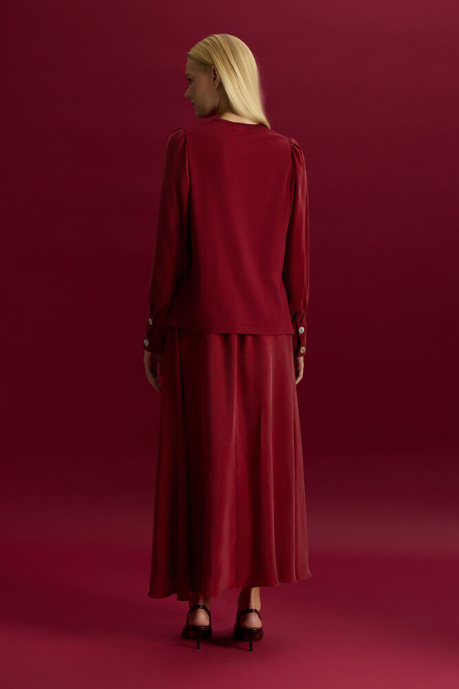 Miss Dalida Cep Detaylı Cupro Etek Cherry - 2