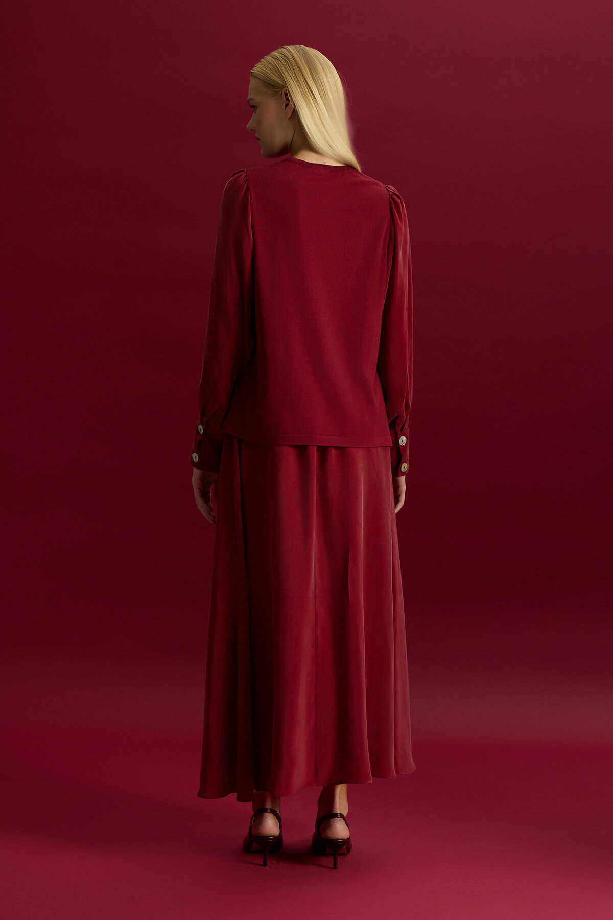 Miss Dalida Cep Detaylı Cupro Etek Cherry - 2