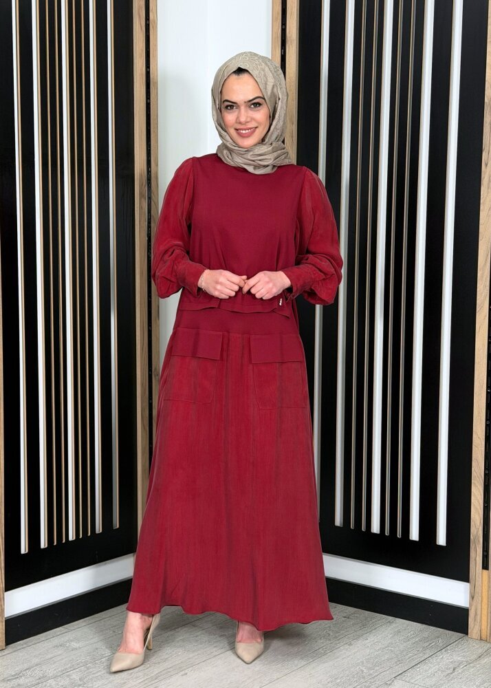 Miss Dalida Cep Detaylı Cupro Etek Cherry - 2