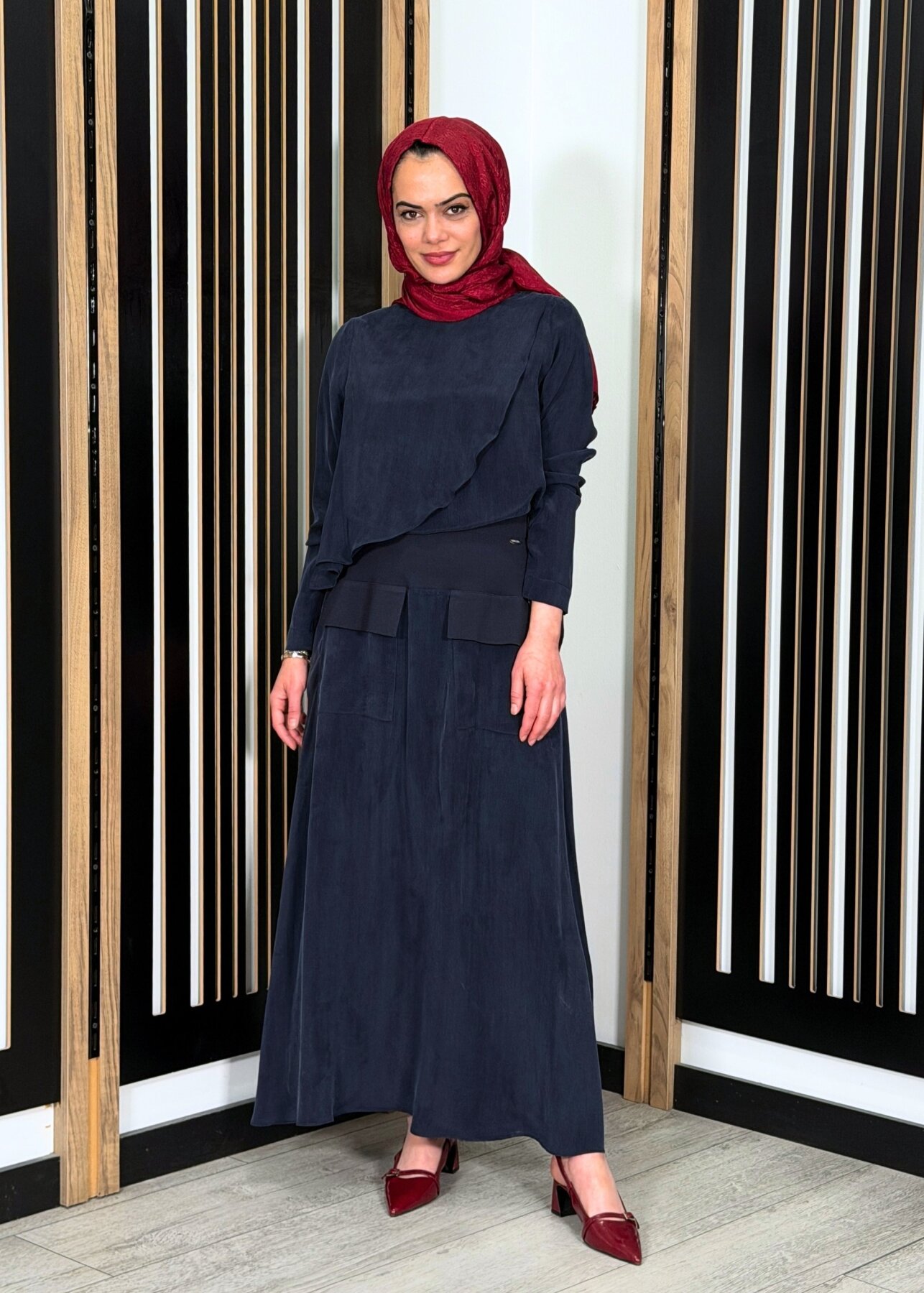 Miss Dalida Cep Detaylı Cupro Etek Dark Navy - 1