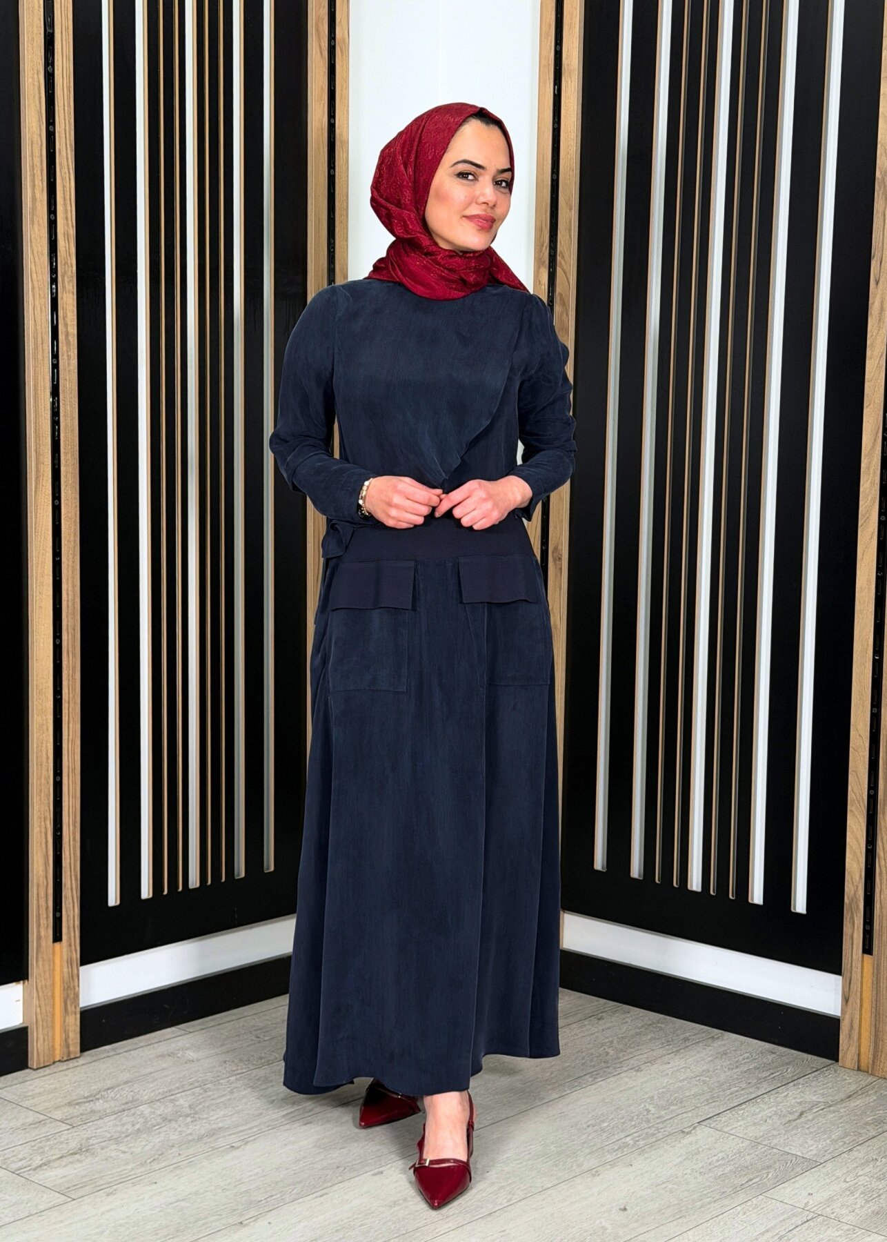 Miss Dalida Cep Detaylı Cupro Etek Dark Navy - 3