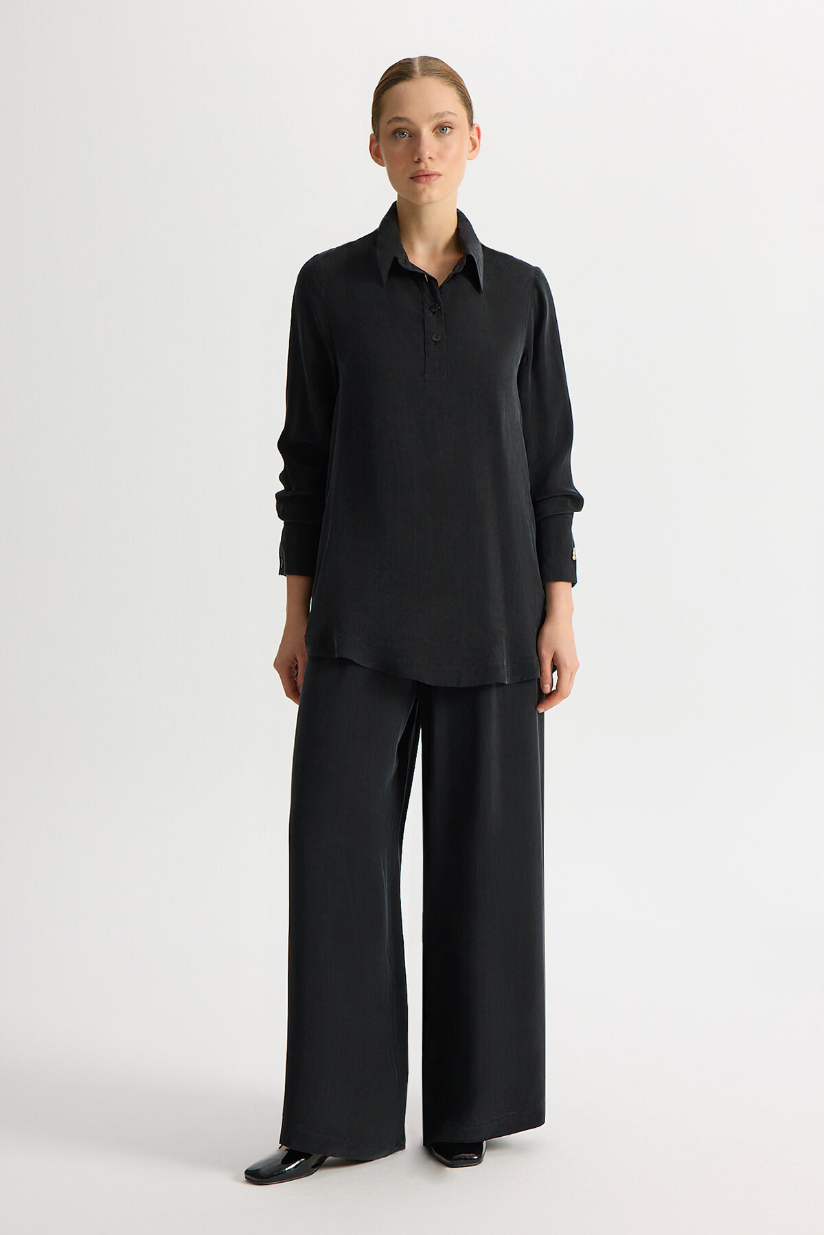 Miss Dalida Cepli Düz Renk Cupro Pantolon BLACK - 2