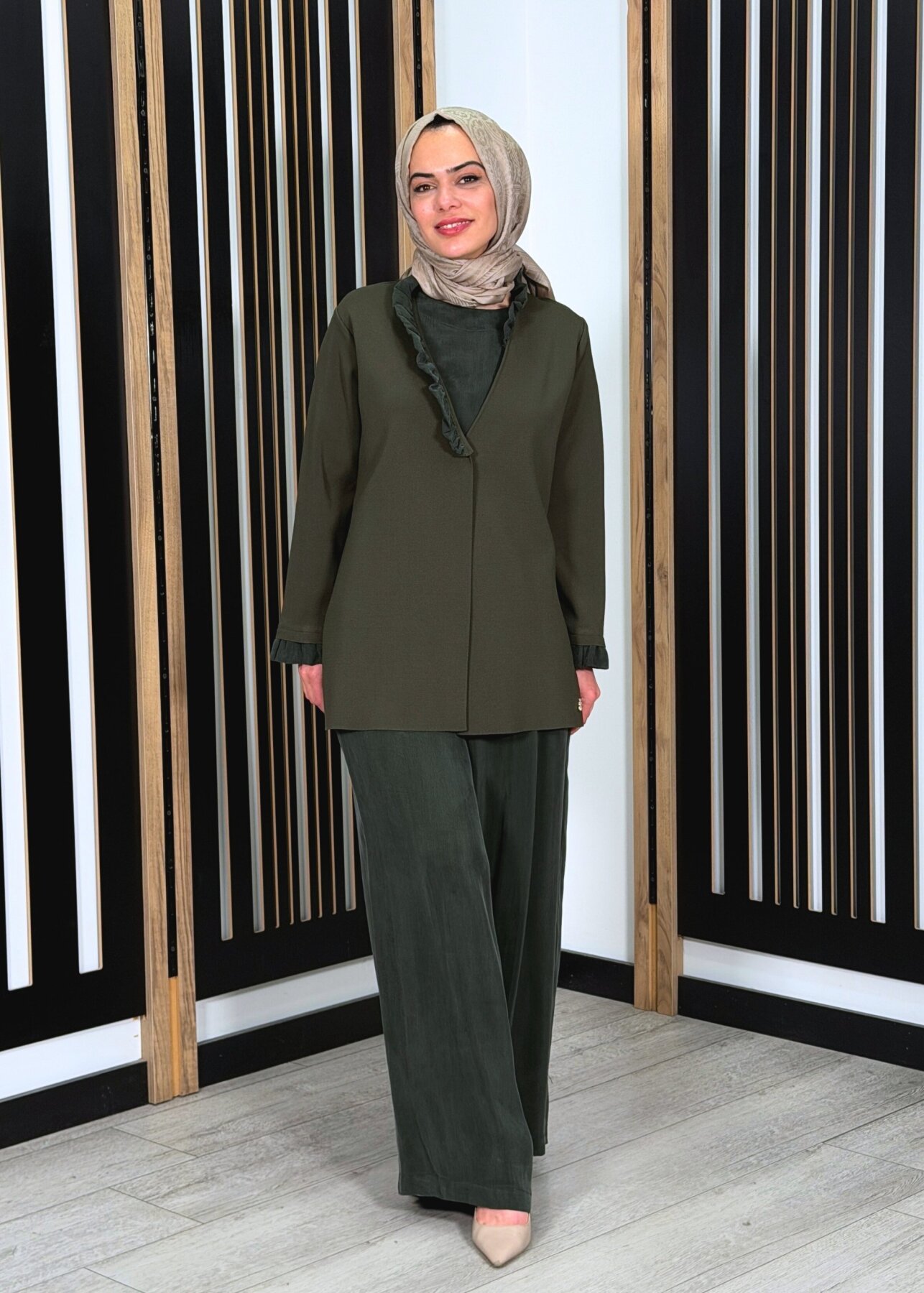 Miss Dalida Cepli Düz Renk Cupro Pantolon KHAKİ - 2