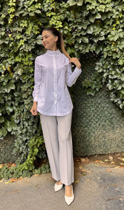 Miss Dalida Çıtçıtlı ve Önden Cepli Gömlek EKRU - 1