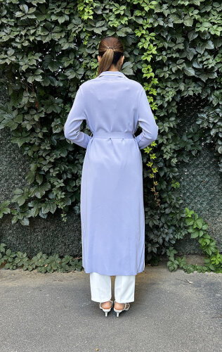 Miss Dalida Çizgi Şeritli Uzun Hırka LİLA - 3