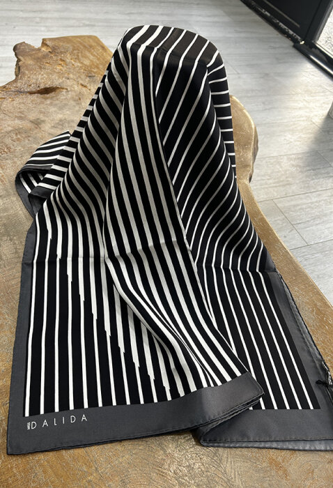 Miss Dalida Çizgili Siyah Şal BLACK - 2