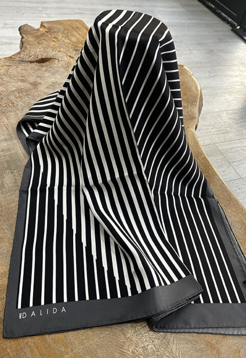 Miss Dalida Çizgili Siyah Şal BLACK - 3