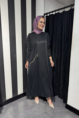 Miss Dalida Cupra Kolları Triko Elbise BLACK - 2