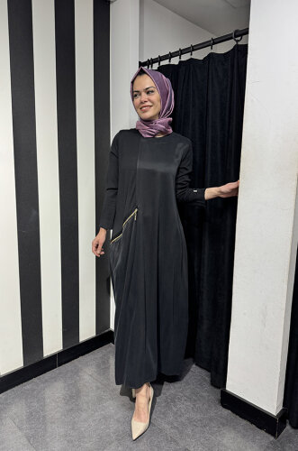 Miss Dalida Cupra Kolları Triko Elbise BLACK - 3