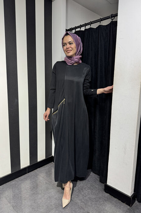 Miss Dalida Cupra Kolları Triko Elbise BLACK - 3