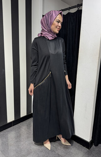 Miss Dalida Cupra Kolları Triko Elbise BLACK - 4