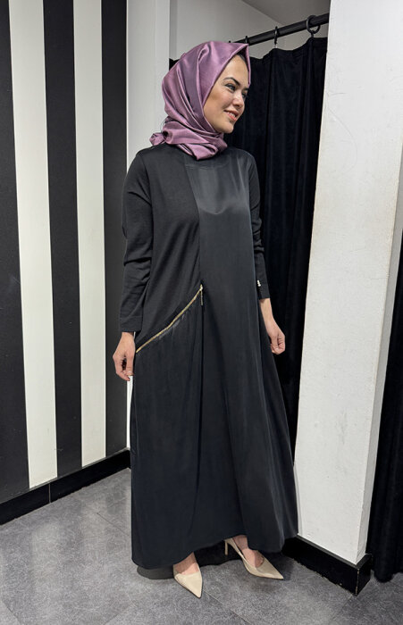 Miss Dalida Cupra Kolları Triko Elbise BLACK - 4