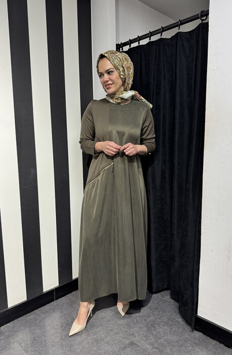 Miss Dalida Cupra Kolları Triko Elbise Toupe - 1