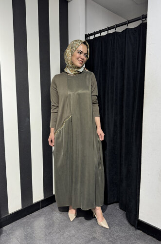 Miss Dalida Cupra Kolları Triko Elbise Toupe - 2