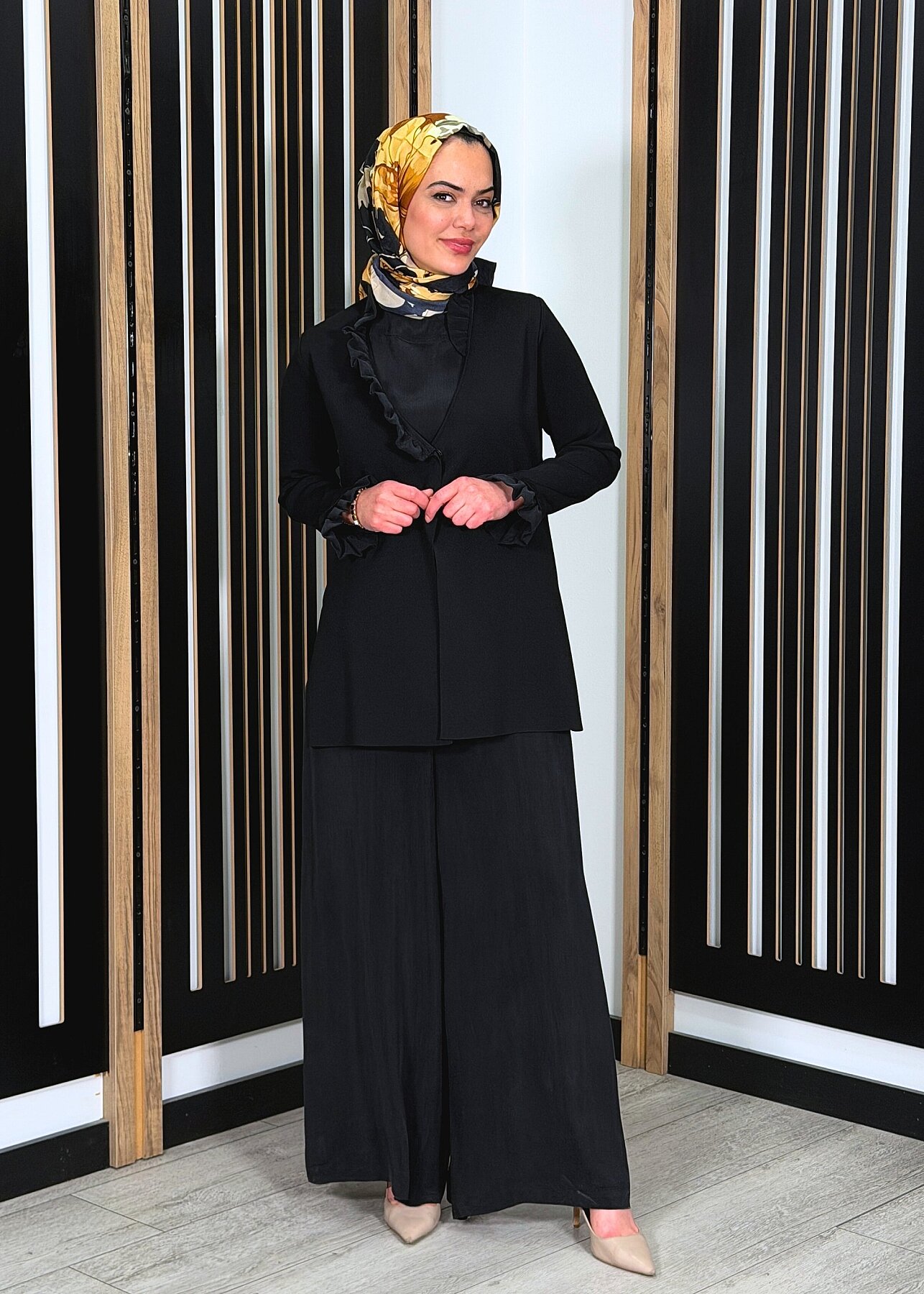 Miss Dalida Cupro Cepli Pantolon Etek BLACK - 3