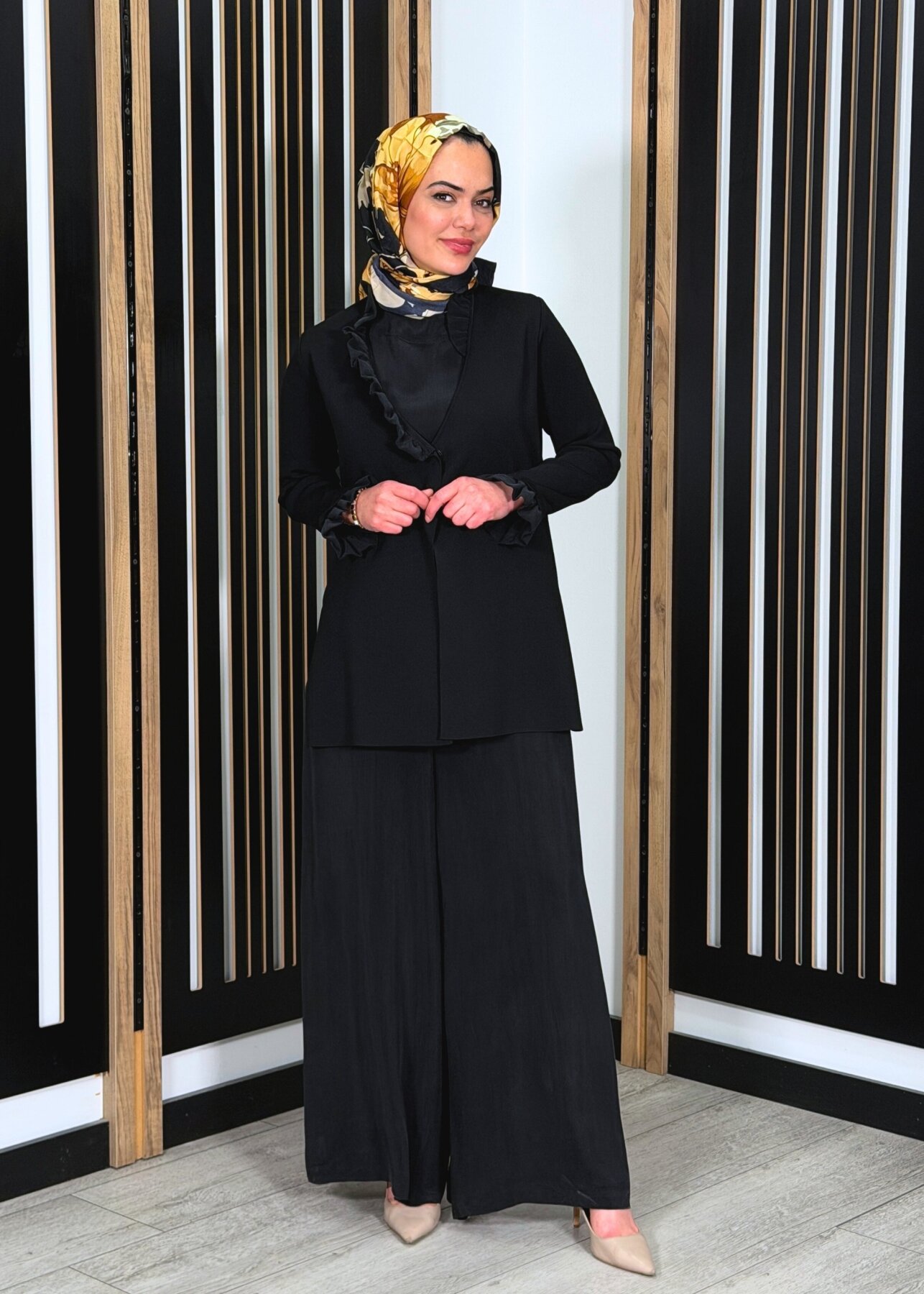 Miss Dalida Cupro Cepli Pantolon Etek BLACK - 3