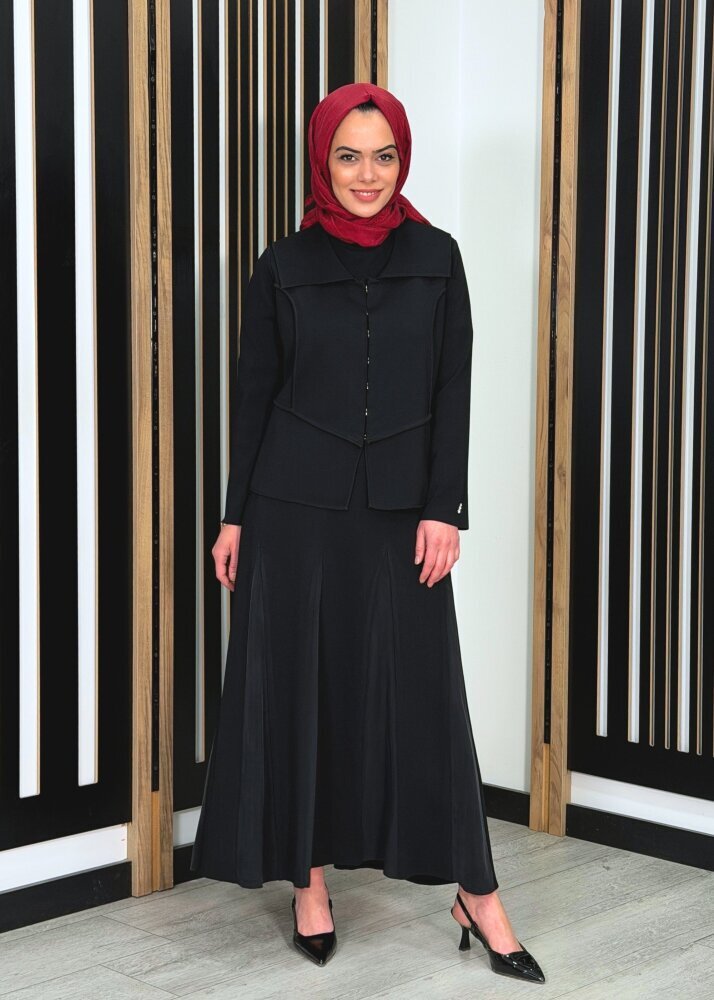 Miss Dalida Cupro Detaylı Triko Etek BLACK