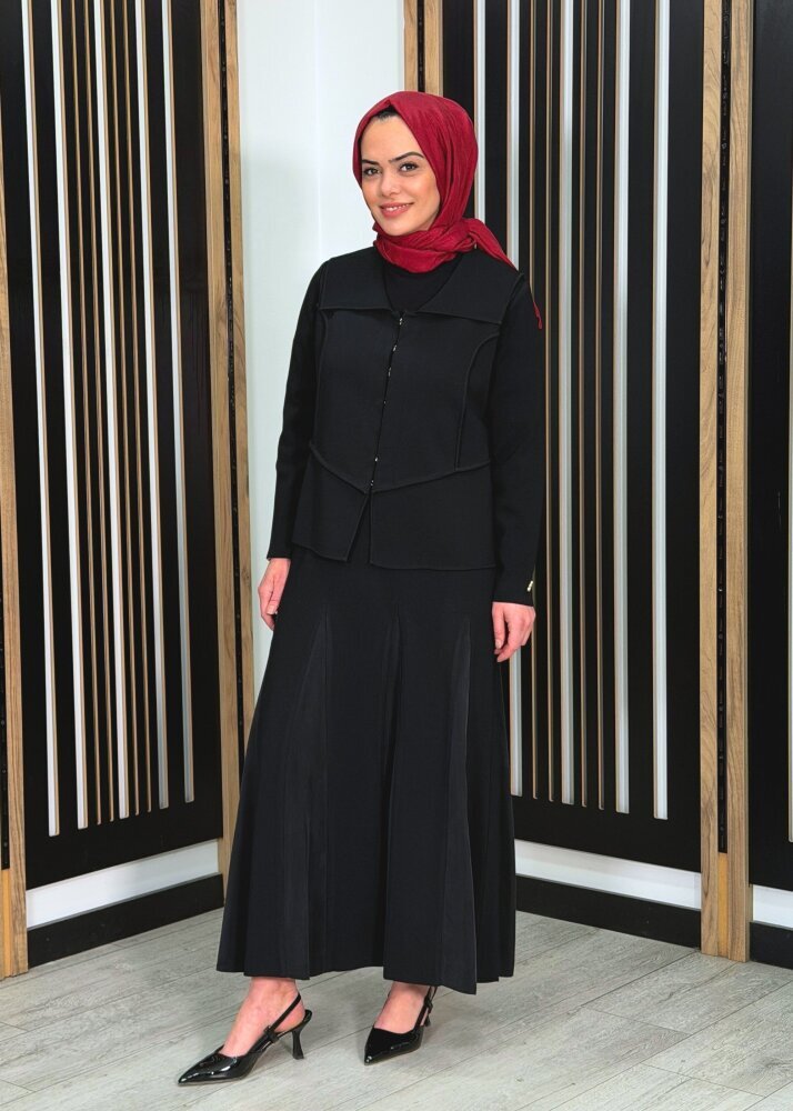 Miss Dalida Cupro Detaylı Triko Etek BLACK - 2