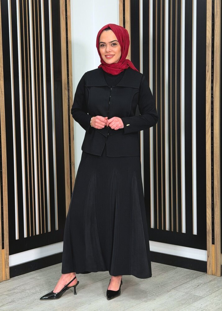 Miss Dalida Cupro Detaylı Triko Etek BLACK - 3
