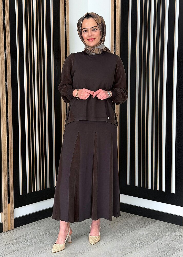 Miss Dalida Cupro Detaylı Triko Etek Cacao - 3