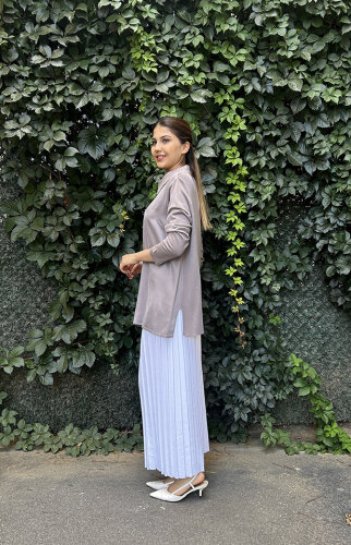 Miss Dalida Cupro Triko Gömlek Scure/Mink - 2