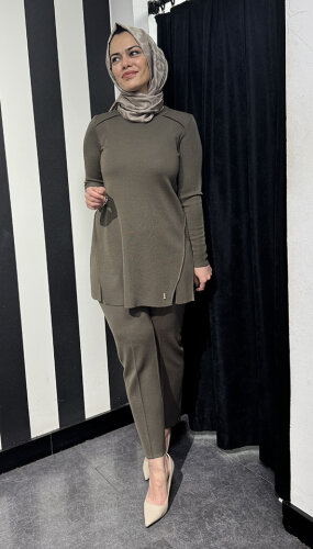 Miss Dalida Dar Paça Triko Pantolon DARDO-TAUPE - 6