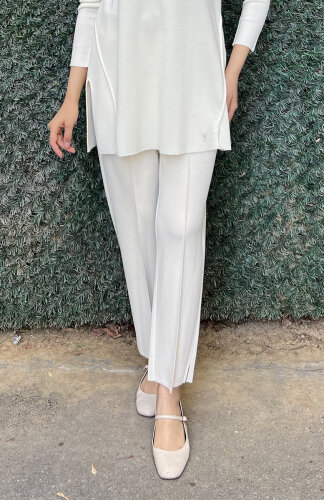 Miss Dalida Dar Paça Triko Pantolon EKRU