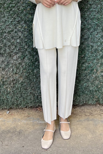 Miss Dalida Dar Paça Triko Pantolon EKRU (1)