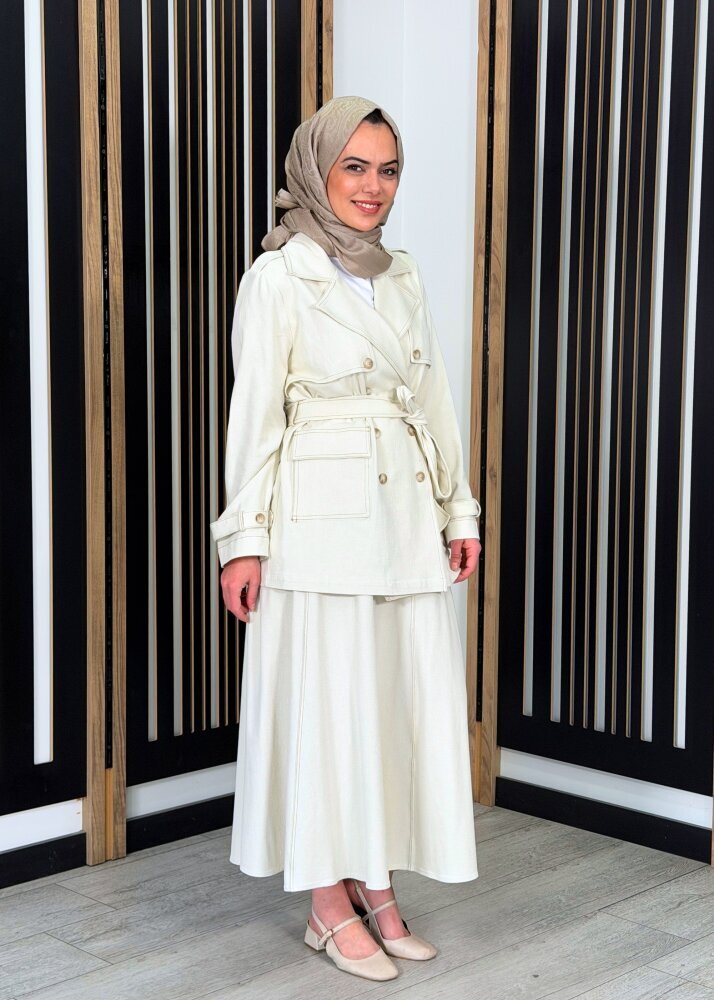 Miss Dalida Denim Çan Etek EKRU