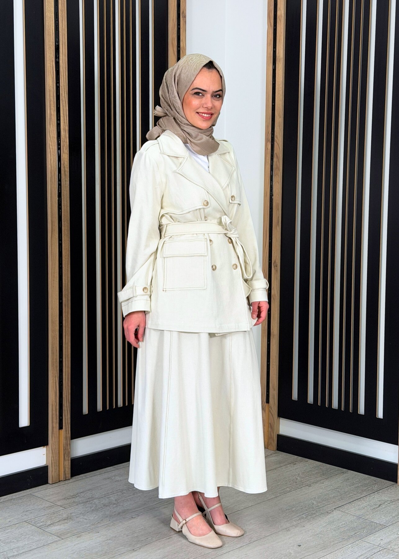 Miss Dalida Denim Çan Etek EKRU - 1