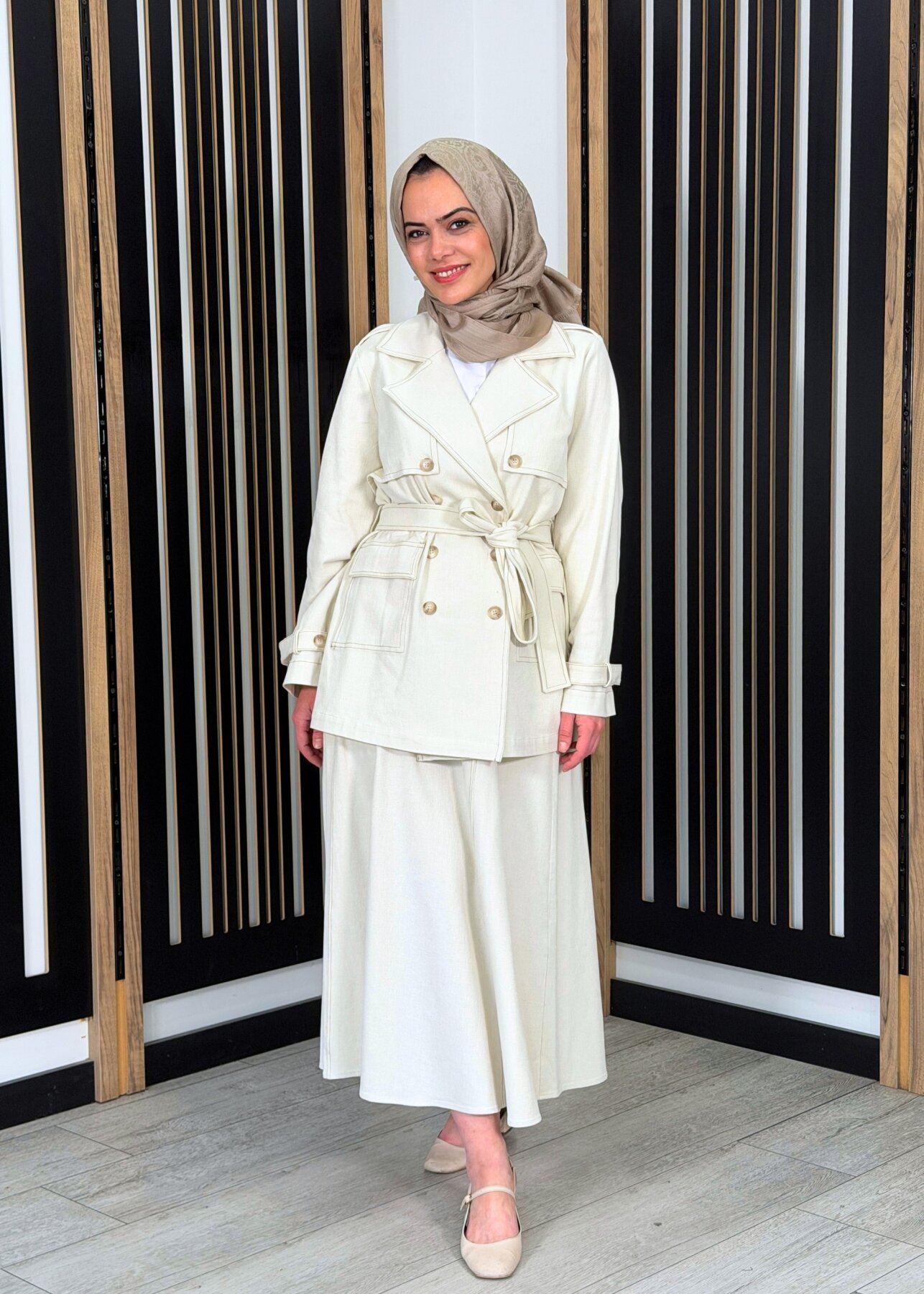 Miss Dalida Denim Çan Etek EKRU - 2