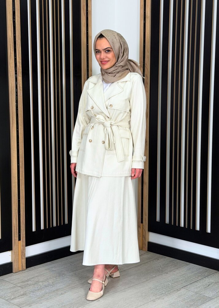 Miss Dalida Denim Çan Etek EKRU - 3