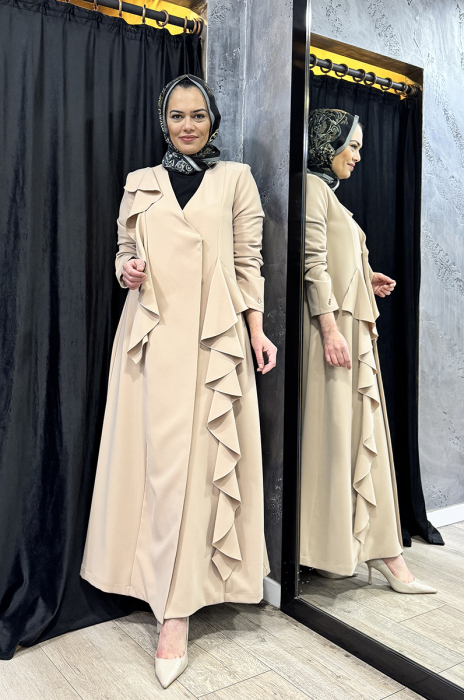 Miss Dalida Detayı Hareketli Kumaş Kap CAMEL - 1